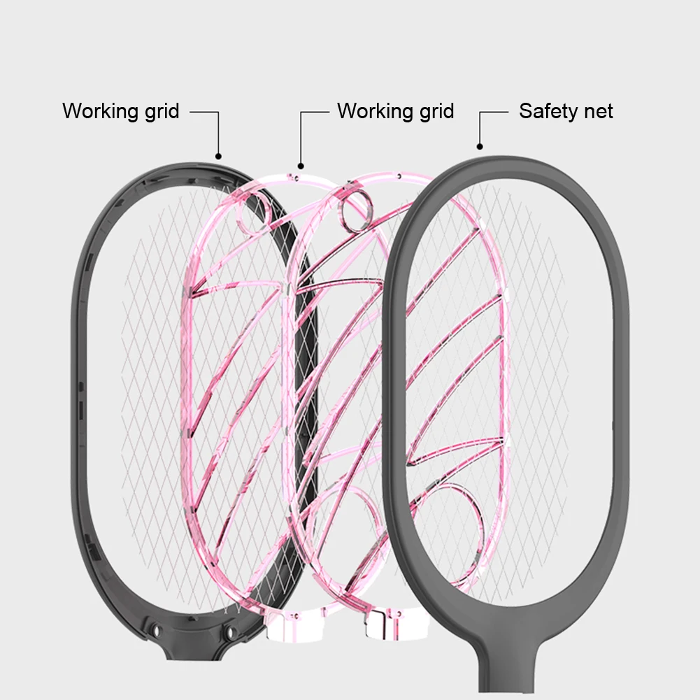 Electric Mosquito Swatter 2 Modes 1200mAh USB Rechargeable Home Fly Bug Zapper Racket Inserts Killer Pest Control Products