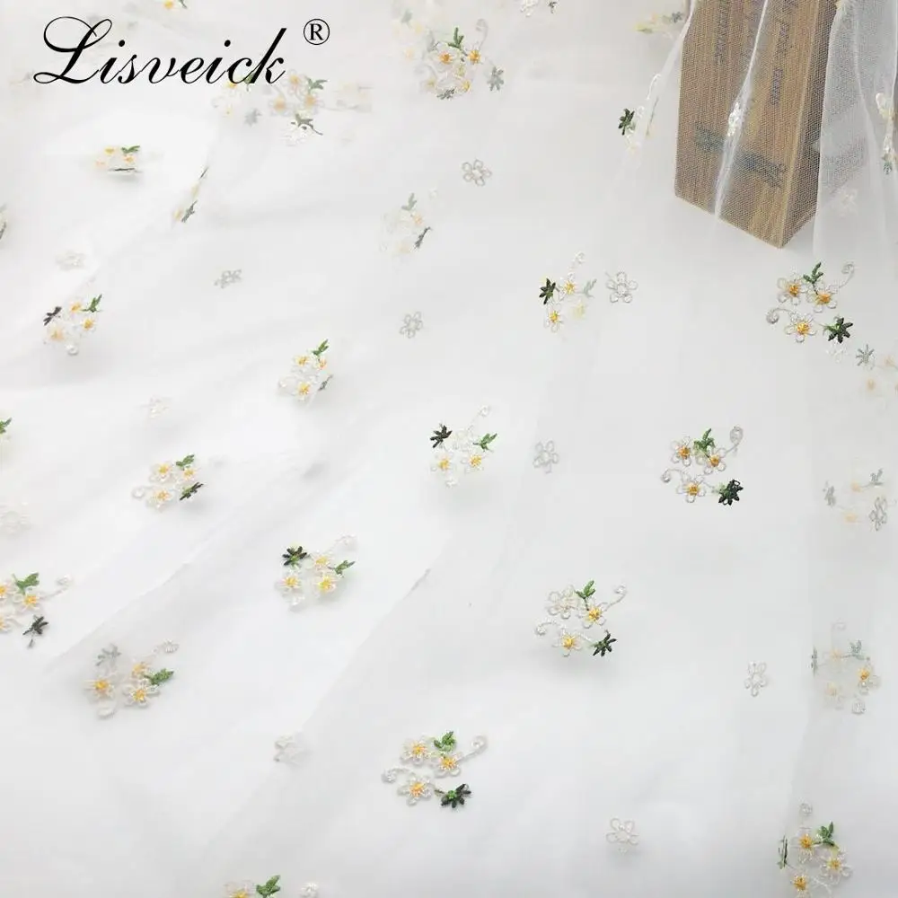 1 метр, 142 см, Цветочная вышивка, мягкий тюль, цветок, сетка, ткань, одежда для девочек, женское платье, сделай сам, свадебное платье, юбка, материал