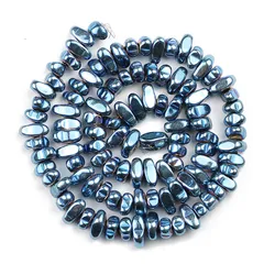 Gold - Toned Hematite Irregular Gravel Natural Stone Beads, 15'' Loose Spacer Beads for DIY Jewelry and Bracelet Making (Light blue)