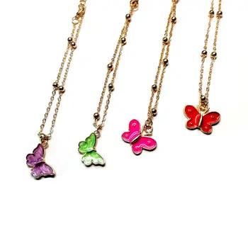 

Pinkdudu Summer Ins Zinic Alloy Butterfly Charm Bracelets Female Oil Dripp Fashion Bracelet 4 Colors Trendy Jewelry OG055