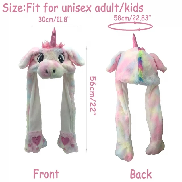 Unicorn Animal Ear Hat Plush Bunny Ears Moving Jumping Up Toys Dress Up Funny Cosplay Party for Kids Christmas Gift for Adult 4