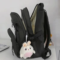 Multi-pocket Solid Color Nylon Women Backpack College Style Large Capacity Travel Rucksack School Bags for Teenage Girl Boys 1