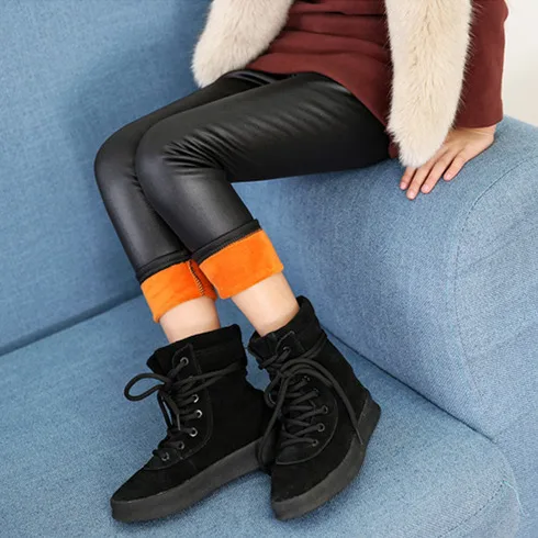 Solid Velvet VFOCHI/Новые кожаные штаны для девочек зимние плотные бархатные штаны детские штаны с эластичной резинкой на талии теплые детские брюки плотные леггинсы для девочек - Цвет: Solid Velvet