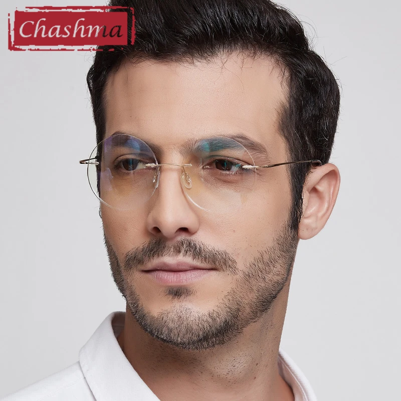 Retro Titanium Rimless Eyeglasses Frames Ultra Light Myopia Round Vintage Glasses Optical Frame