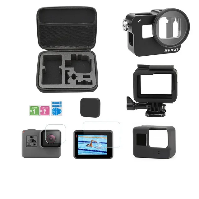 B CNC алюминиевый сплав клетка аксессуары набор для GoPro Hero 7 6 5 Черный Защитный корпус чехол для Go Pro Hero 7 Экшн камеры - Цвет: B