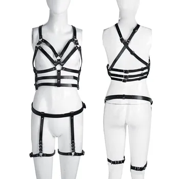 

Newest Gothic Women Sexy Elasticity Harness Heart Leg Chain Garter Belts Cosplay Spike High Quality Elastic Thigh Garter