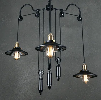 

Loft Vintage Pendant Lights Iron Pulley Lamp Bar Kitchen Home Decoration E27 Edison Light Fixtures Free Shipping pendant lights