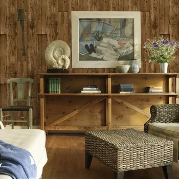 

3D Wall paper PVC Waterproof Wallpaper Vintage Simulation Plank Wood Grain Wall Sticker for Living Room Bedroom Walkway