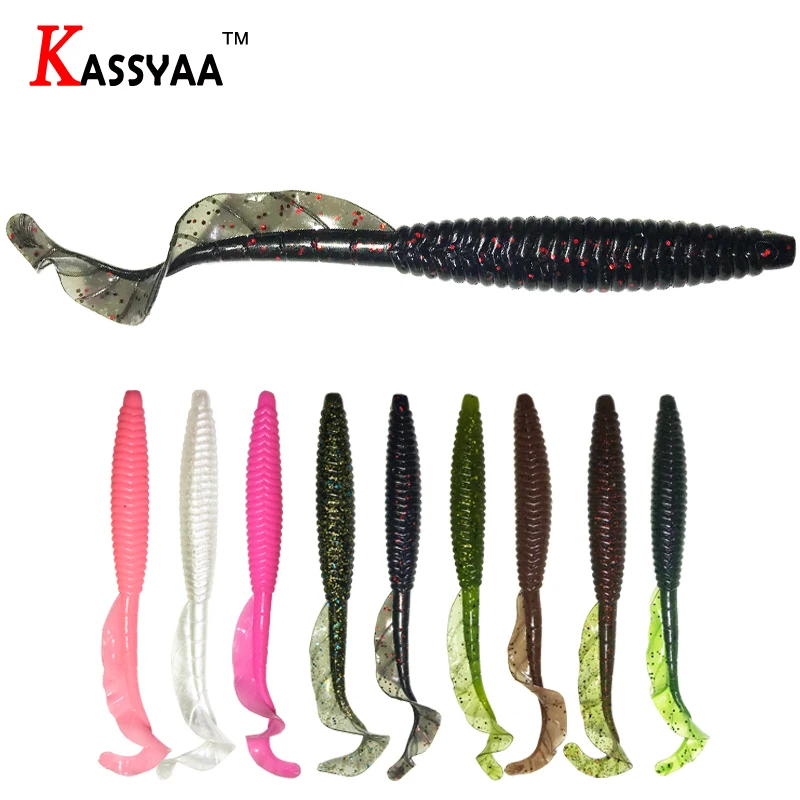 

KASSYAA Long Tail Big Soft Lure Bait Plastic Fishing Lure 2pcs 130mm 8.7g Curly Lifelike Wobblers Swimbait Silicone Fish Lures
