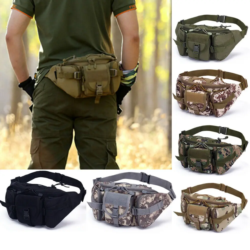 

25x15x15cm Men Waterproof Nylon Waist Fanny Pack Tactical Military Sport Army Bag Hiking Fishing Hunting Camping Travel Belt