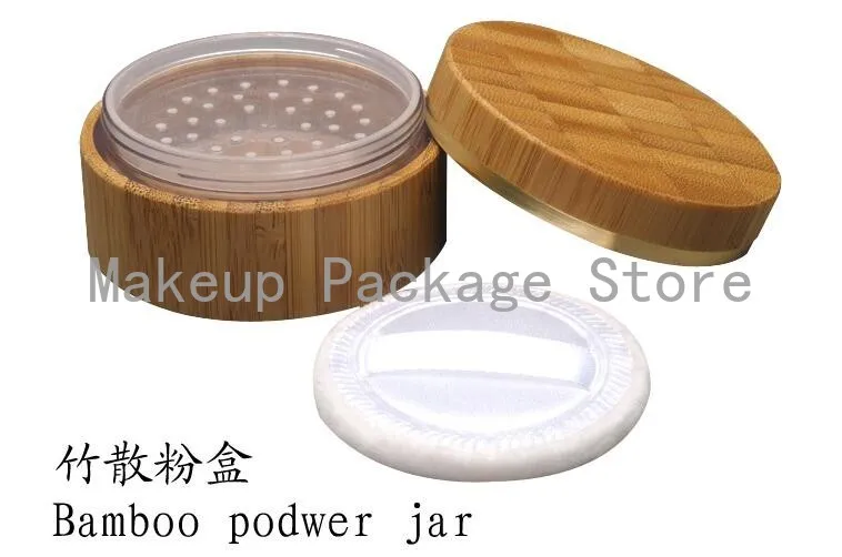 

10pcs/lot 30g Empty Bamboo Wooden Loose Powder Jar with Sifter N Jar, Top Garde DIY Environmental Cosmetic Powder Case