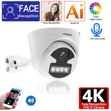

Ai Face Two-Way Audio POE IP Camera H.265 Plastic Indoor Dome CCTV Color Night Vision 8MP 4K Video Surveillance Dual LED Camera