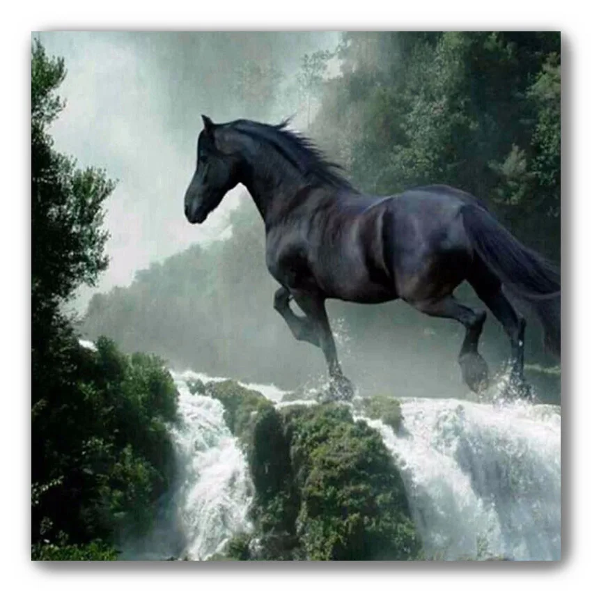 

Diamont Painting Waterfall Horse Animal 5D Diamond Painting Full Drill Square Peinture Diamant Family Games DIY Canvas Painting