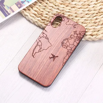 

For iPhone 6S 6Plus 7 7Plus 8 8Plus XR X XS Max 11 Pro Max Engraved Passport Flight Travel World Map Wood Phone Case Funda Coque