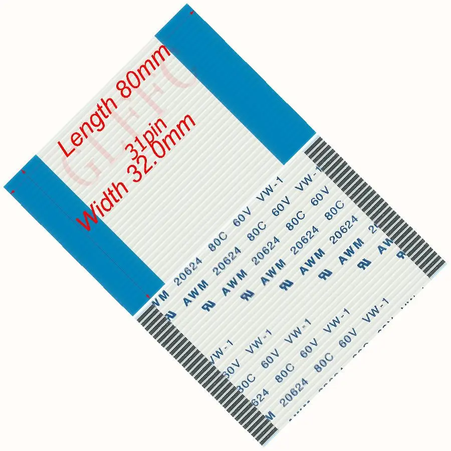 31pin 1 0 шаг 80 мм-1700 мм A-Тип Гибкий плоский кабель FFC awm 20624 ROHS для TTL LCD DVD Компьютера |