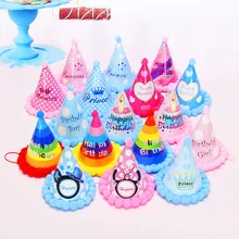 Birthday Children Kid Rainbow Birthday Party Hat Chlid Crown Decoration Paper Cap Cartoon Pattern Festival Colorful Hat 1PCS