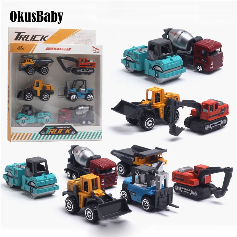 6 шт. 1:64 размер литая модель игрушечного автомобиля инженерный комплект для
