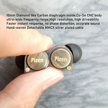 

2020 PIZEN DLC Carbon Diaphragm Dynamic Driver With MMCX OCC Cable around Ear Earphone HIFI dj monitor Earbuds UE SE846 ie80s