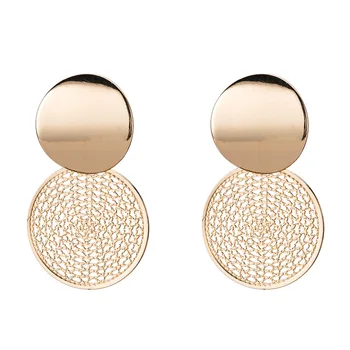 

Fashion jewelry 2018 hot selling curved copper earrings hollow metal circular earings Statement earring for Girls gift for woman