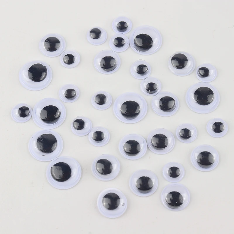 Wobbly Googly Eyes 6 мм 8 мм 10 мм 3D пластик черный глаз с клейкой наклейкой для DIY детей куклы игрушки аксессуары 200 шт