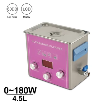 

4.5L LCD Ultrasonic Cleaner 180W Power Heat Time Adjust Rust Carbon Remove PCB Gear Parts Mold Metal Ultra Sonic Bath 4L