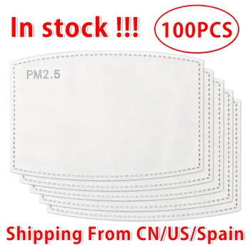

50/100/200pcs 5 Layer PM2.5 Mask Filter Pads Anti Haze Mask Filter Protective Skin Friendly Dustproof Pad Mask Replacement Pad