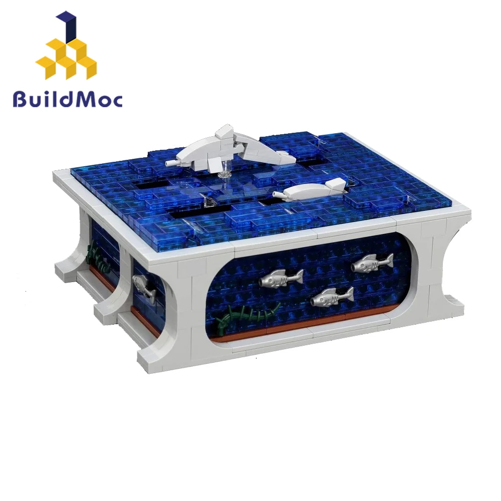 

BuildMoc Swimming Dolphins Friends lepining Dolphin Cruiser Rescue Center Large Display collectibles Building Blocks Brick Toys