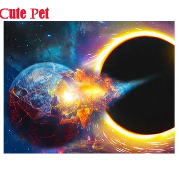

5D Diy Diamond Embroidery Full Square Round Diamond Painting Cross Stitch Universe Black Hole landscape Picture by numbers decor