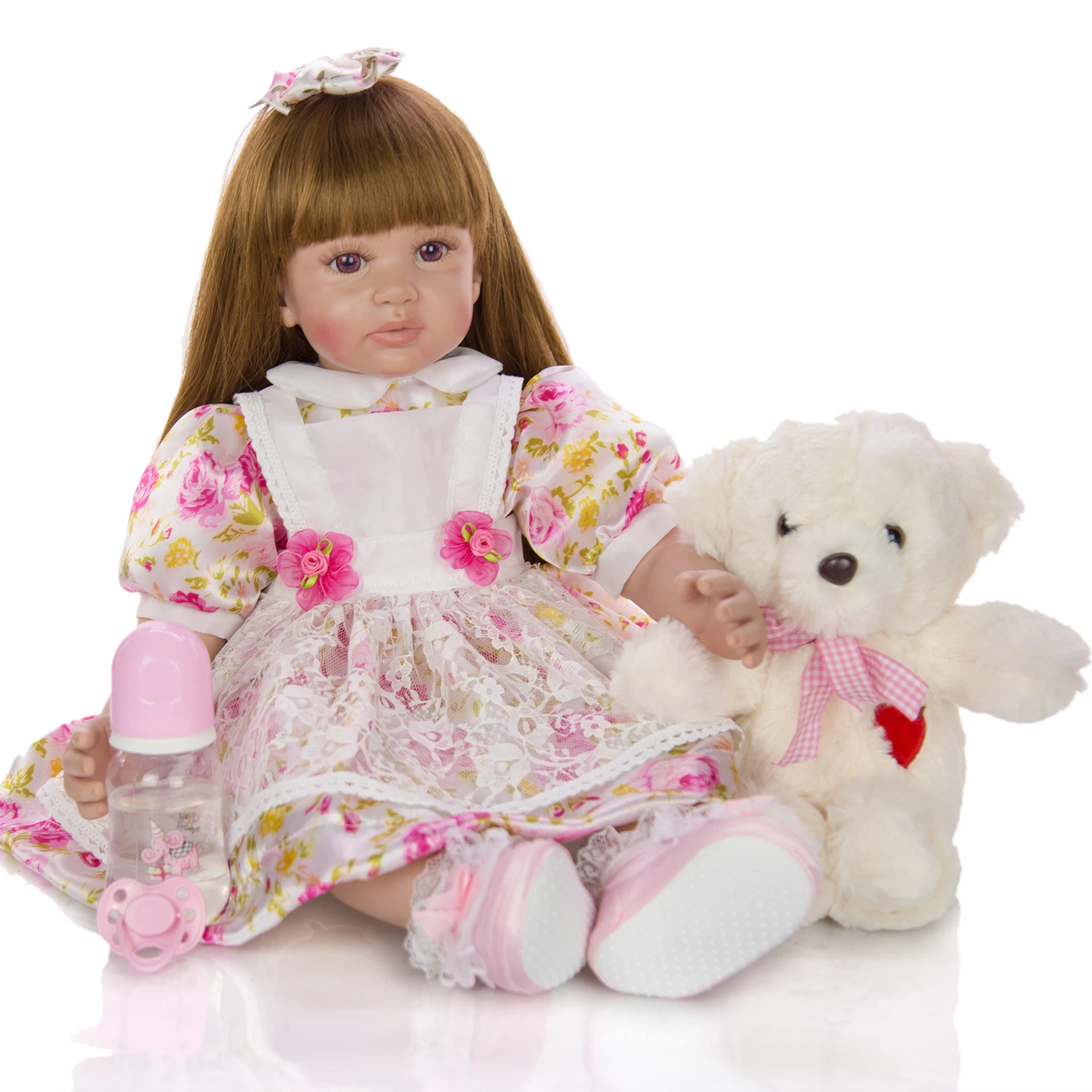 KEIUMI 60 cm Reborn toddler Girl realista bebe Reborn Cloth Body silicone vinyl dolls 24 Inch Reborn Boneca Toy For kids gift