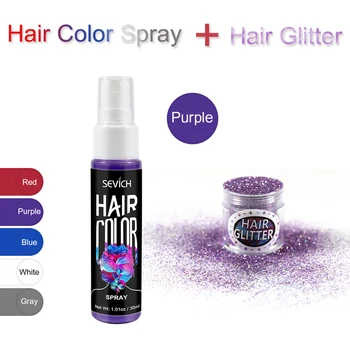 

Sevich 2pcs/set Temporary DIY Hair Color Dye Sets 5 Colors 30ml One-off Liquid Spray Hair Dye Hair Styling 4.5g Hair Glitter