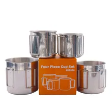 

4pcs Camping Cups Kits Stackable Drinking Water Cups Mugs With Foldable Handles For Camping Hiking Backpacking Picnic