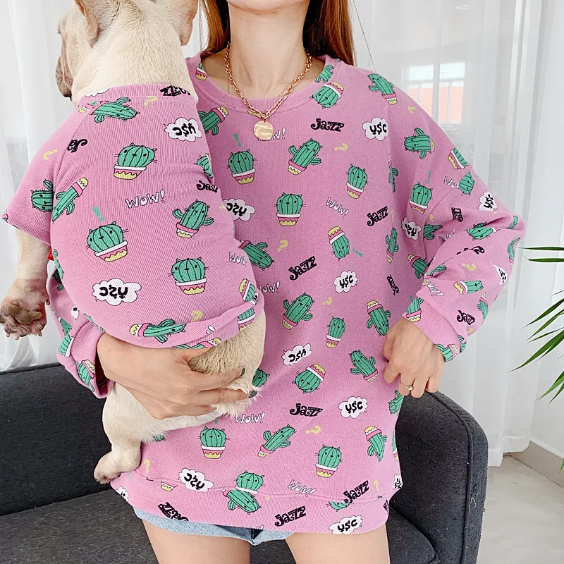 

Mommy and Me Clothes Mom and Daughter Dress Family Look Spring and Autumn Small Dog Cat Pet Clothing Cartoon Adult Tshirt