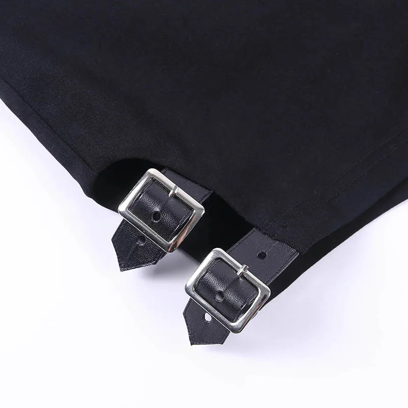 Black Dark Goth Woman Shorts Rock Gothic Hipster Hip-hop Cool Short Trouser One Side Adjustable Buckle Hollow Out Punk 2020 Lady