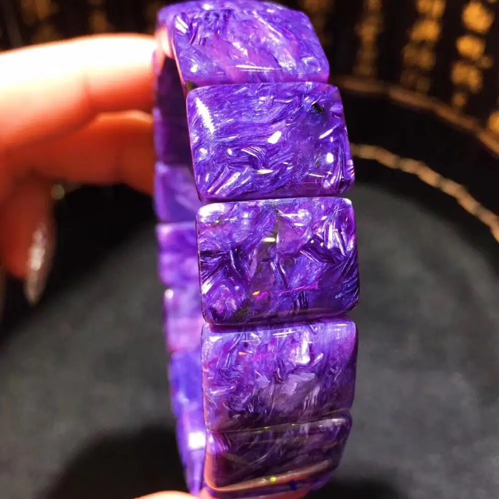 

Genuine Natural Purple Charoite Bracelet For Woman Man Crystal 16x12mm Rectangle Beads Gemstone Bangle Bracelet Jewelry AAAAA