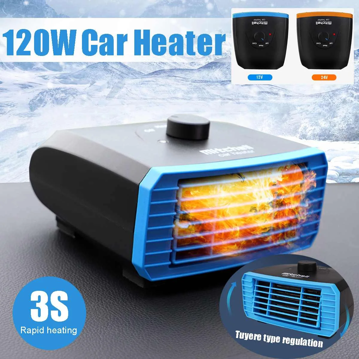 12/24V 120W регулируемые электрические нагреватели комбо автомобильные внутренние обогреватели лобового стекла обогреватель подушка безопасности-универсалов воздушного отопления инструменты