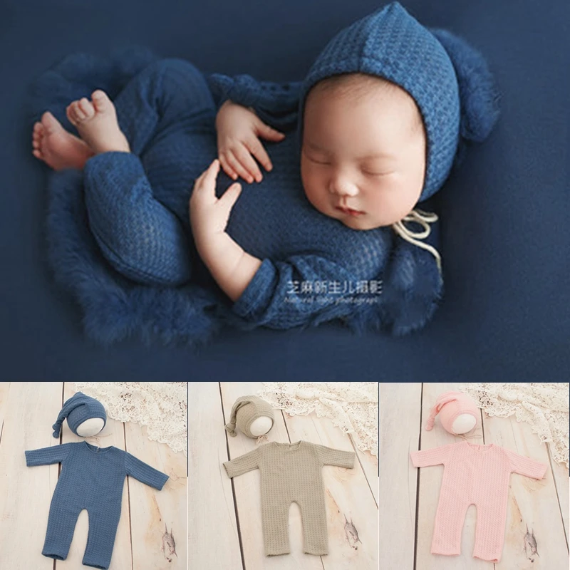 Newborn Photography Props Outfit +Hat Set Fotografia Roupa New Born Baby Boy Girl Romper Accessories Clothes Studio Shoot Photo