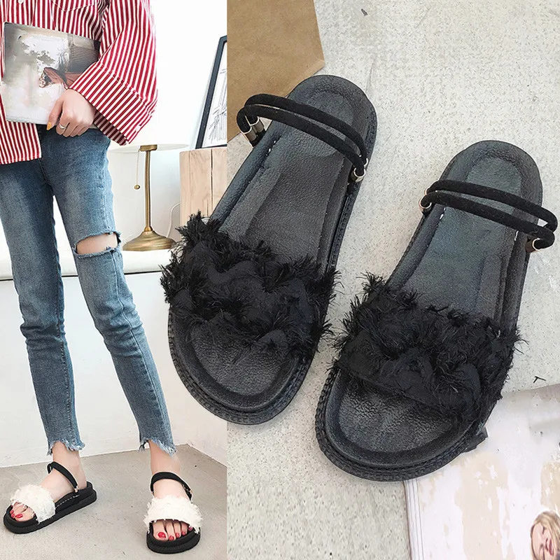 

Shoes Without Heel Med Women's Slippers 2019 Summer Clogs Woman Platform Luxury Slides Flat Soft New Beach Designer Rome
