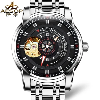 

2020 fashion man automatic watch top brand luxury sapphire Mirror skeleton mechanical watches for men Simulated tourbillon