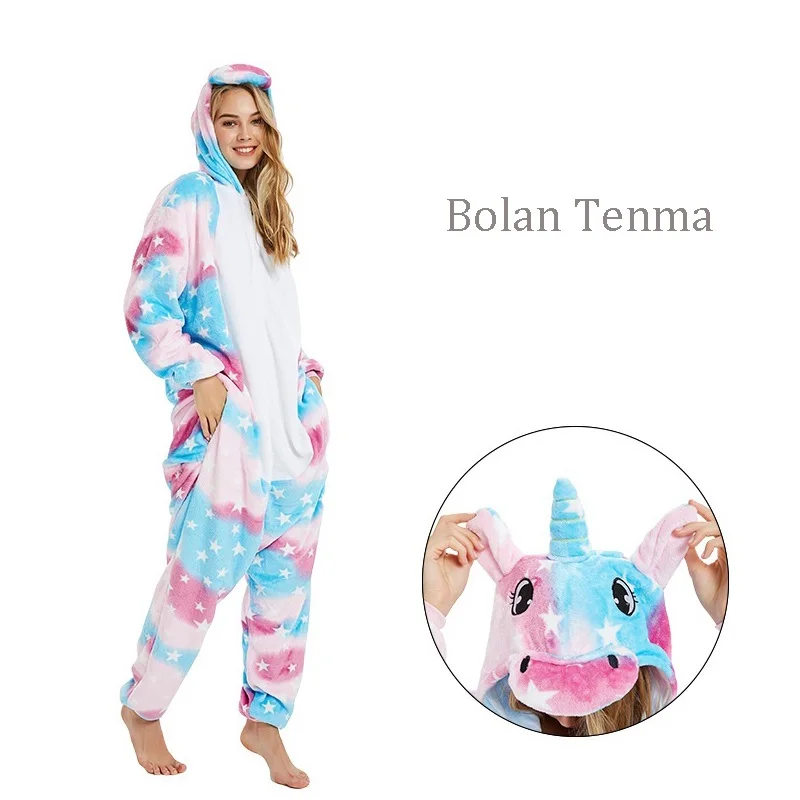 Пижамы для женщин фланелевые пижамы с единорогом кугуруми костюм животными