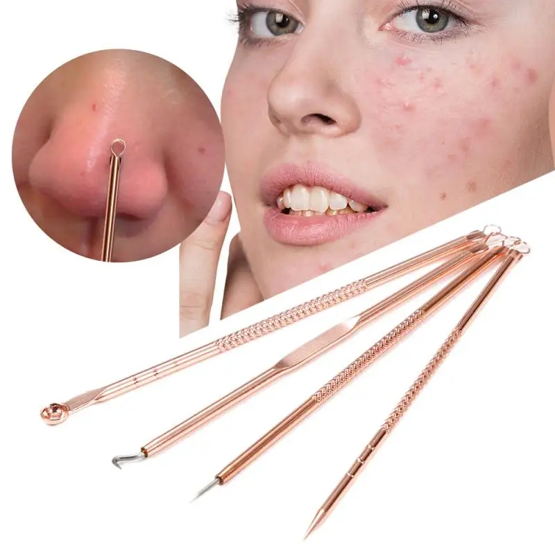4PCS/set Acne Blackhead Removal Needles Black Dots Cleaner Black Head Pore Cleaner Deep Cleansing Tool Face Skin Care Tool blackhead remover acne remover facial pore cleanser
