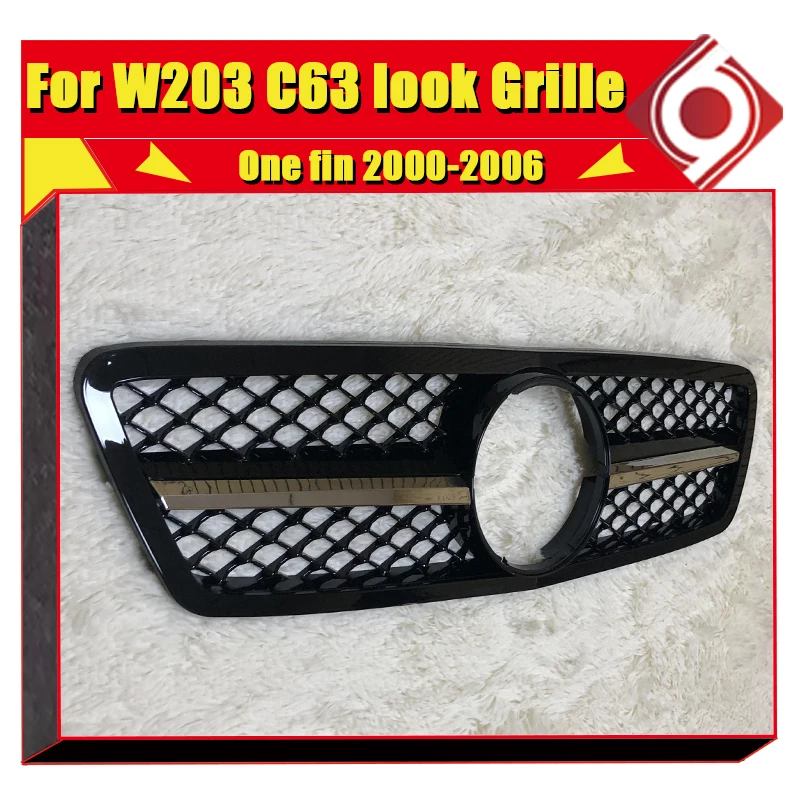 Для Mercedes C203 W203 C класс Спорт Передняя решетка гриль грили C63 стиль гальванизирует один плавник прямой 1:1 замена 2000-06