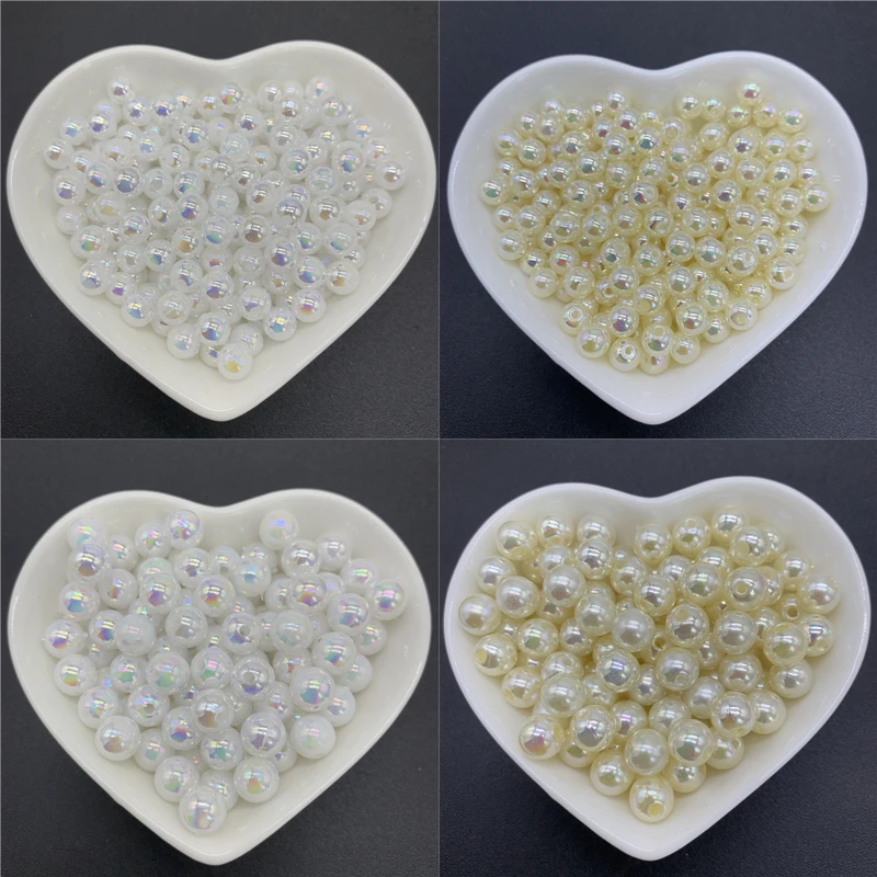 

6/8/10mm Acrylic Spacer Beads ABS White/Ivory Imitation Pearls Round Pearl Loose Beads For Jewelry Making