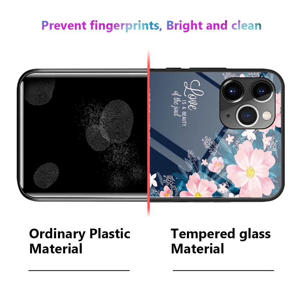 Чехол из закаленного стекла с принтом для iPhone 11 Pro MAX X XS XR звездное небо цветок чехол для iPhone 7 8 Plus 6 6s цветные Чехлы Coque