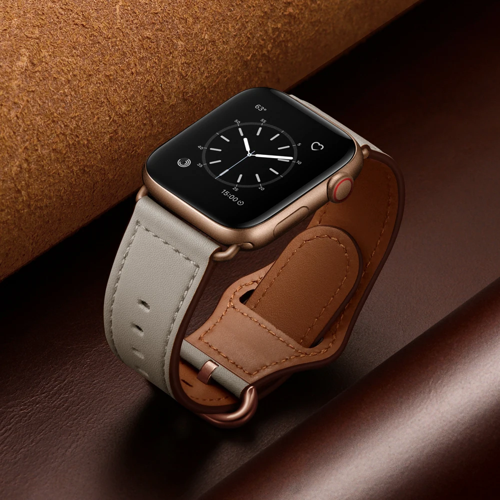 Кожаный ремешок для часов Apple Watch 42 мм 38 мм 40 мм 44 мм для iWatch ремешок Спортивная Пряжка 1 2 3 4 5 Аксессуары для часов