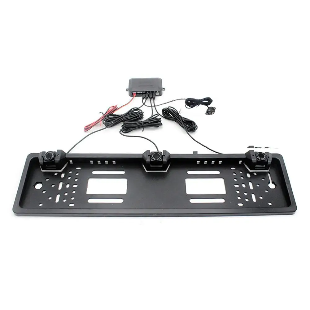 EU Europe Car License Plate Frame Parking Sensor Kit Auto Reverse Radar Sensor Buzzer Parktronic System 12V Driving Accessories