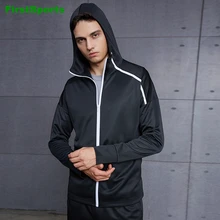 Весенние спортивные куртки для бега, мужские спортивные куртки с капюшоном, на молнии, с длинным рукавом, для улицы, для фитнеса, тренировки, бега, спортивная одежда, верхняя одежда
