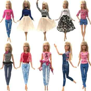 

NK10 Pcs/Set Doll Dress Handmade Clothes Fashion Outfit Short Dress Party Dress For Barbie Doll Accessories DIY Baby Toys 017A