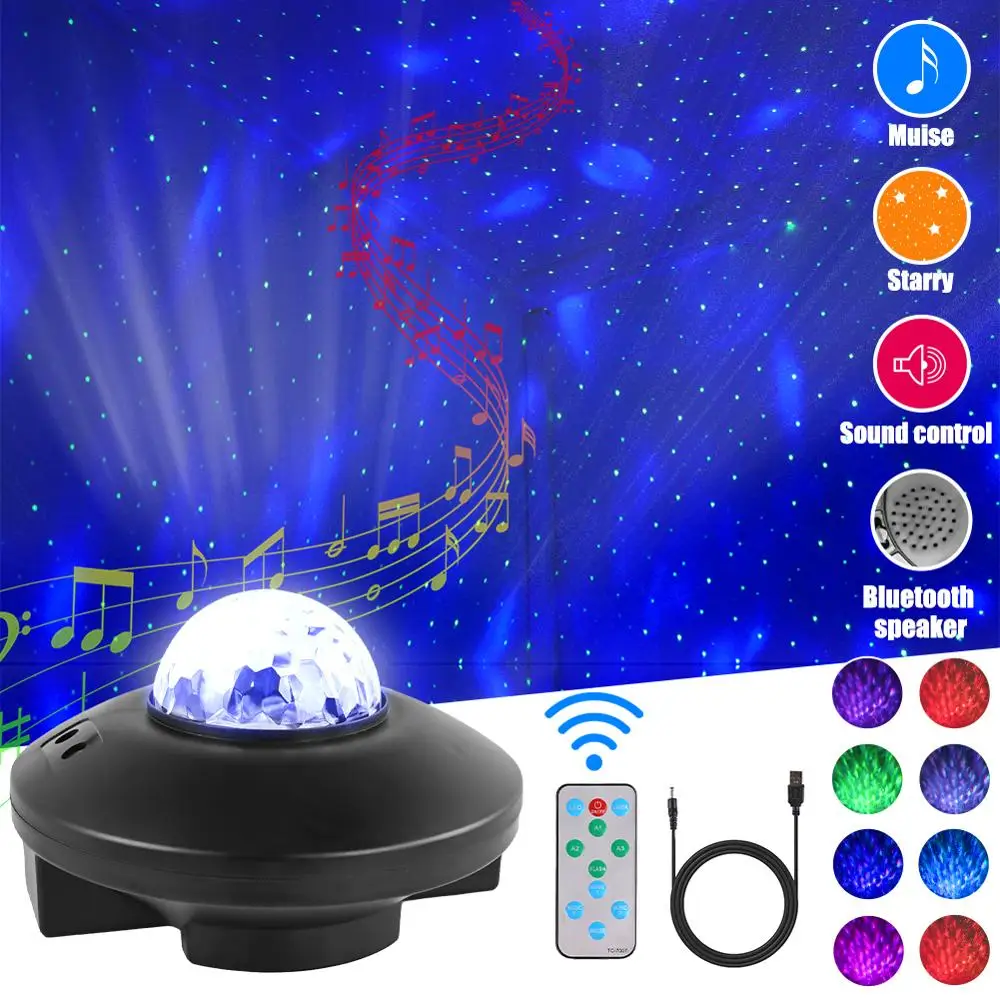 

Colorful Starry Sky Projector Blueteeth USB Voice Control Music Player LED Night Light Romantic Projection Lamp Birthday Gift