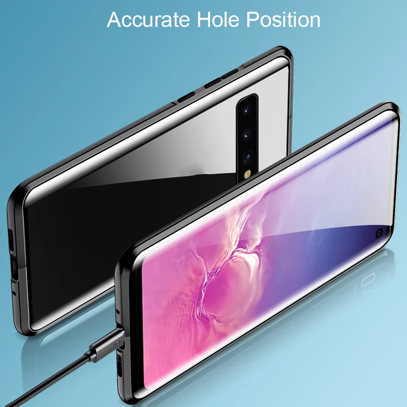 Роскошный Магнитный адсорбционный чехол для samsung Galaxy S10 Plus с металлической рамкой, двусторонняя стеклянная крышка S10Plus, защитный чехол для телефона