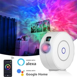 Projecteur d'étoiles intelligent, WiFi, Laser, ciel étoilé, Led, veilleuse ondulée, application colorée, contrôle sans fil, Compatible avec Alexa 